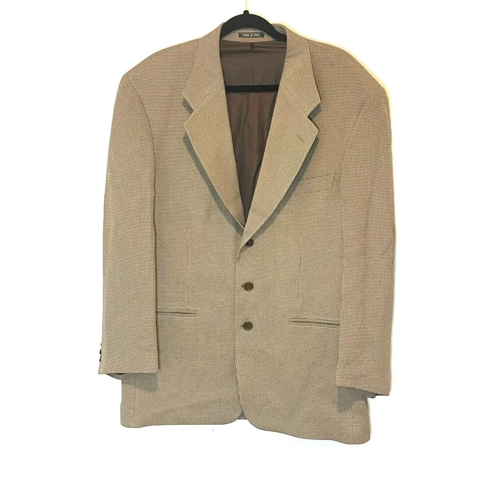 Zanetti Italian Blazer Merino Wool Vintage Mens Size 50‎ R Houndstooth Pattern